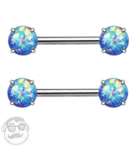 14G Double Blue Opalite Nipple Ring Barbell