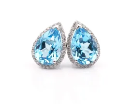 18CT Blue Topaz and Diamond Earrings