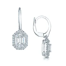 18ct White Gold Multi Cut Diamond Drop Earrings