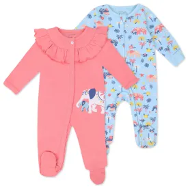 2-Pack Organic Cotton Sleep & Play in Elephant Blooms Print