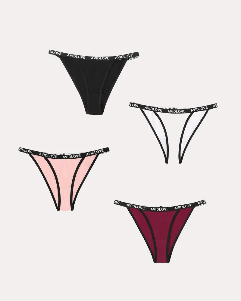 4 Pcs-Cotton String Panties Low Rise Hipster