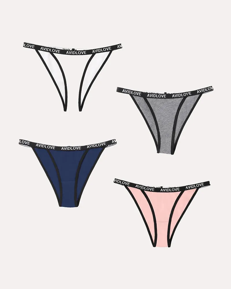 4 Pcs-Cotton String Panties Low Rise Hipster