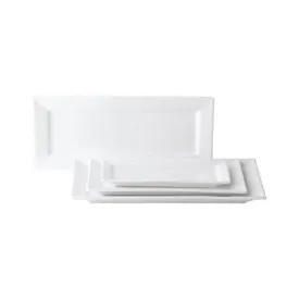 Anton Black 12" x 7" Rectangle Plate, White  6 /Case