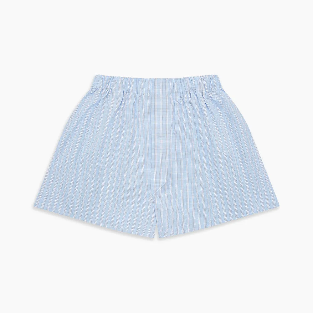 Blue and White Check Cotton RE-PURPOSE Godfrey Boxers