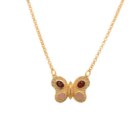 Butterfly Necklace 4 Stone 24K Gold Vermeil