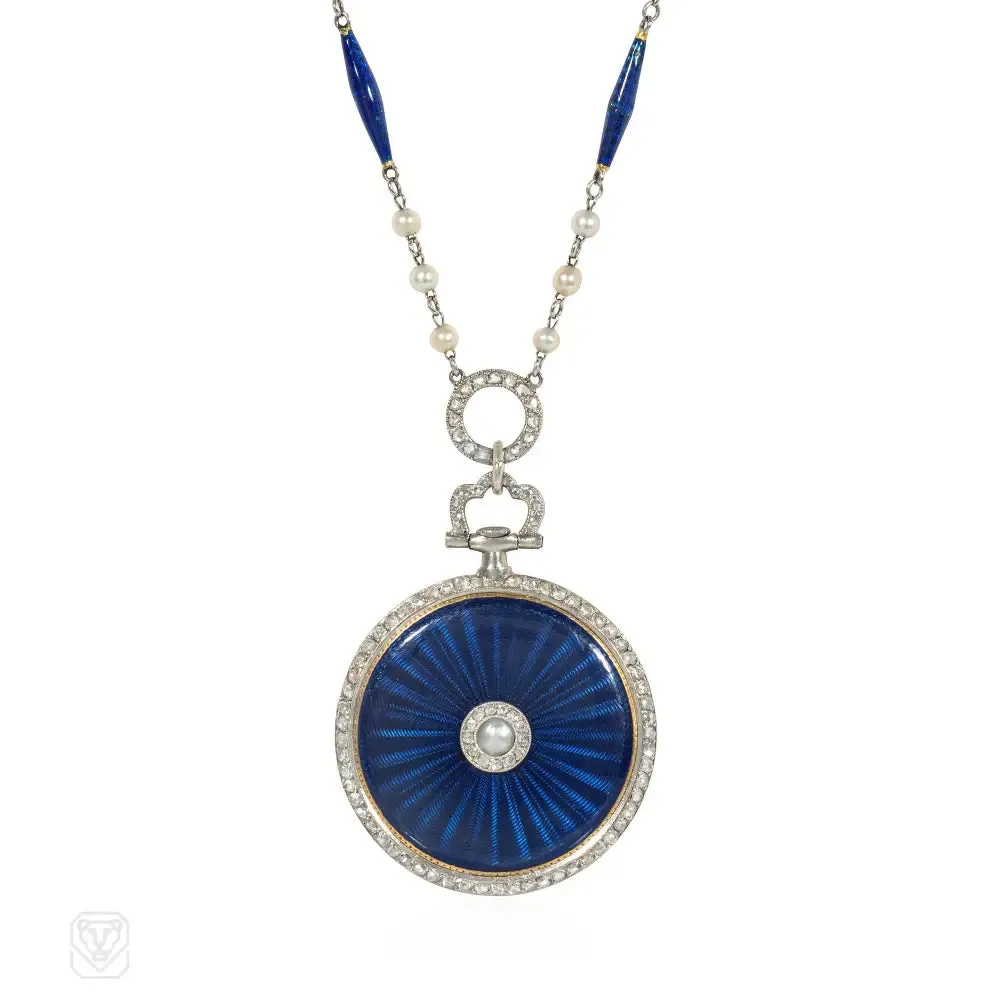 Cartier Edwardian enamel pendant watch