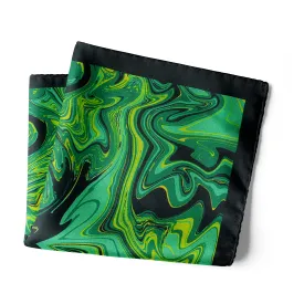 Chokore Lemon Green & Black Silk Pocket Square from the Marble Design range