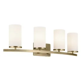 Crosby 31 In 4-Lights Bathroom Vanity Light With Satin Etched Cased Opal Glass, Gold Finish