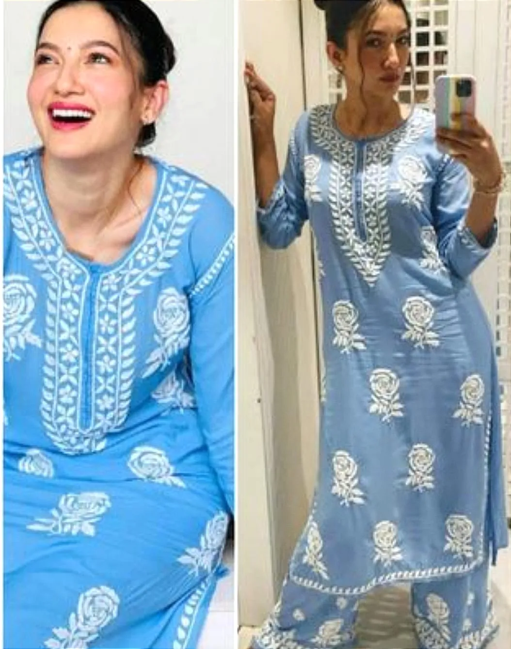 Gauhar Styled Chikankari Kurti Set