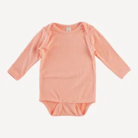 long sleeve lap neck bodysuit | peach quartz | modal skinny rib