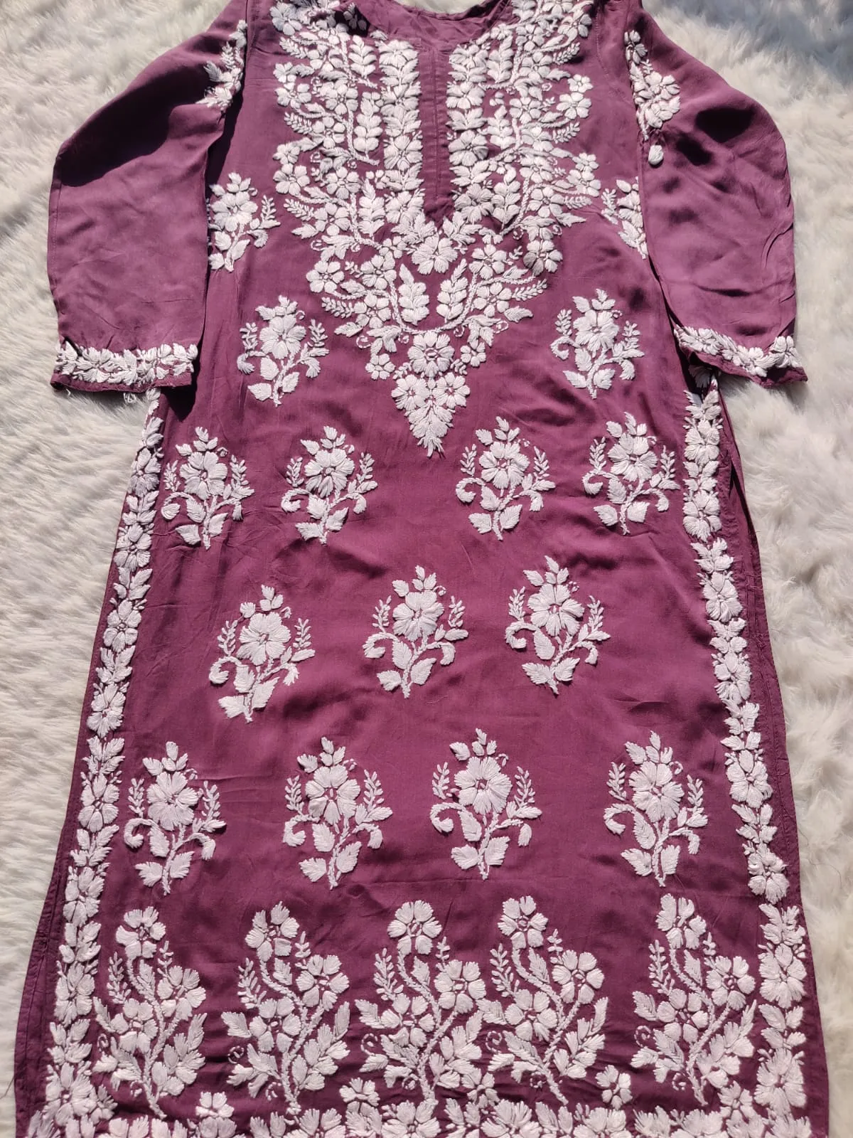 Mausam Modal Chikankari Straight Kurti