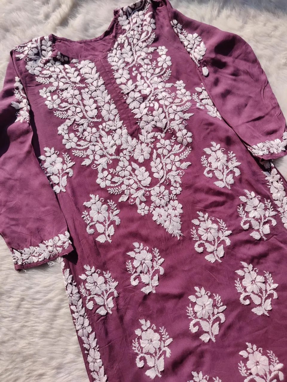 Mausam Modal Chikankari Straight Kurti