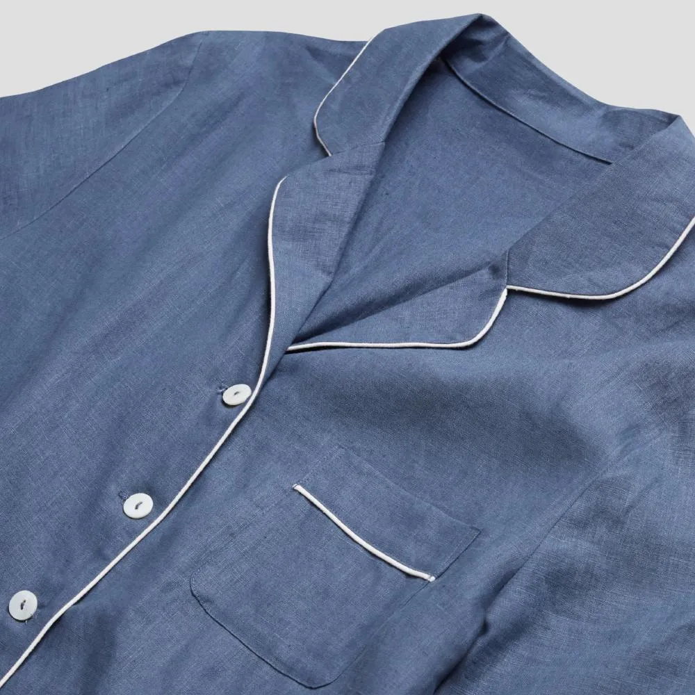 Men's Blueberry Linen Pyjama Shirt (Top Only)