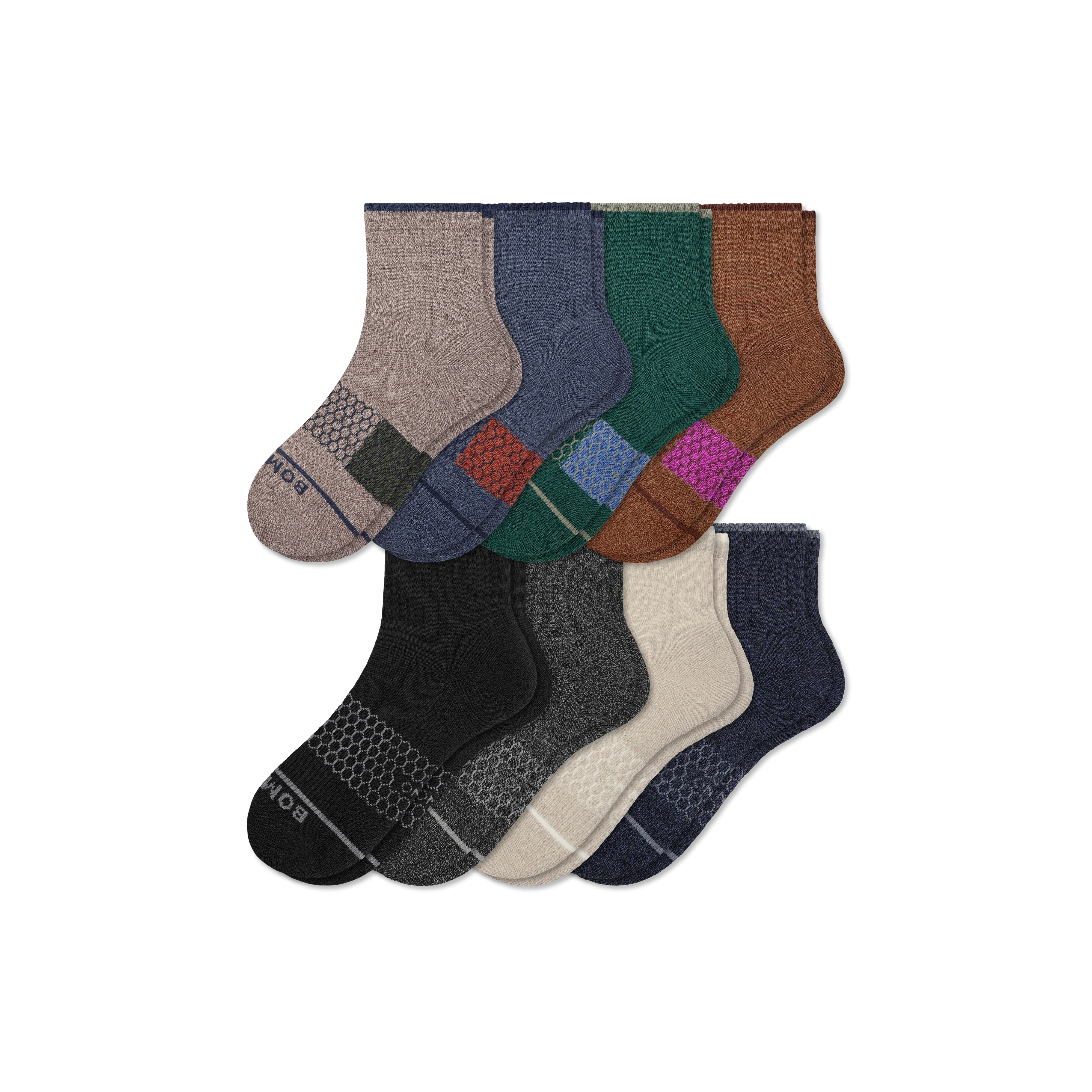 Men's Merino Wool Blend Quarter Sock 8-Pack