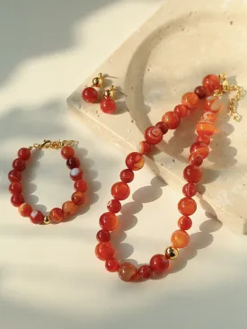 Natural Red Onyx Beaded Necklace