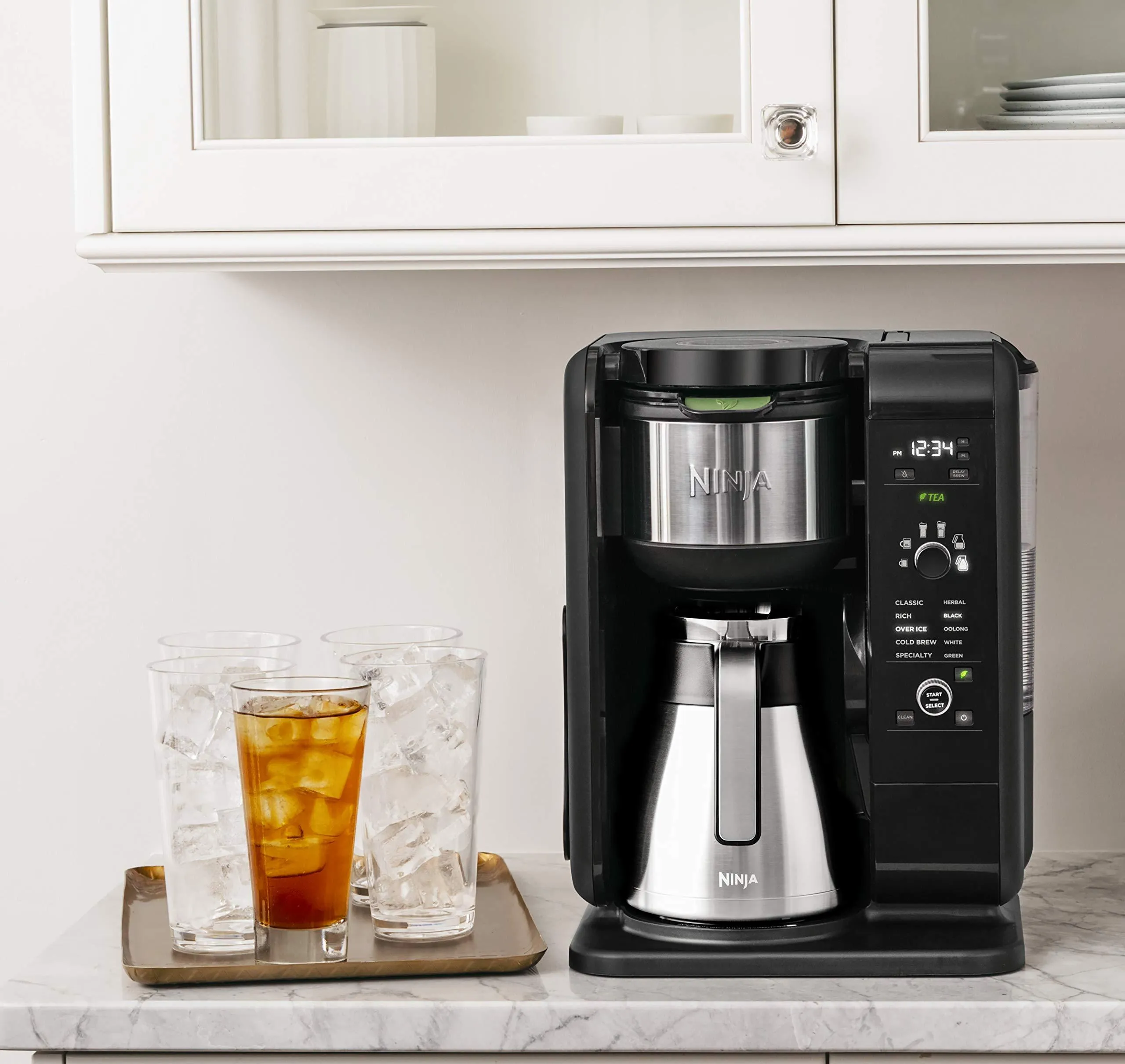 Ninja Hot and Cold Brewed System, Auto-iQ Tea and Coffee Maker with 6 Brew Sizes, 5 Brew Styles, Frother, Coffee & Tea Baskets with Thermal Carafe (CP307)