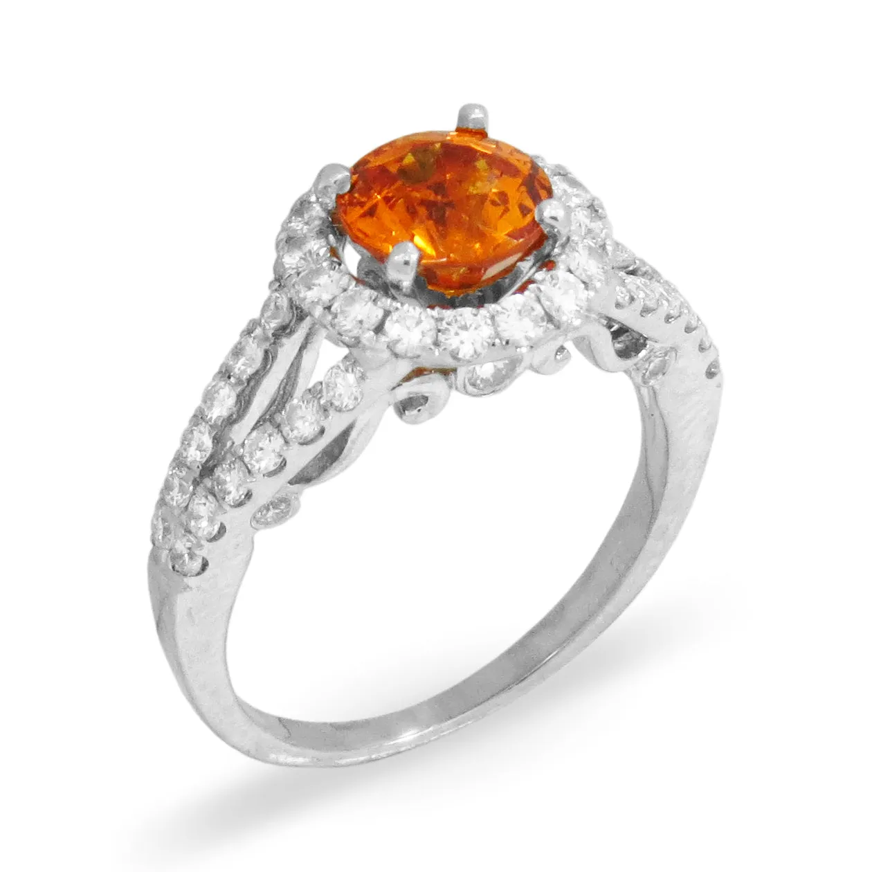 Orange Garnet Diamond Ring