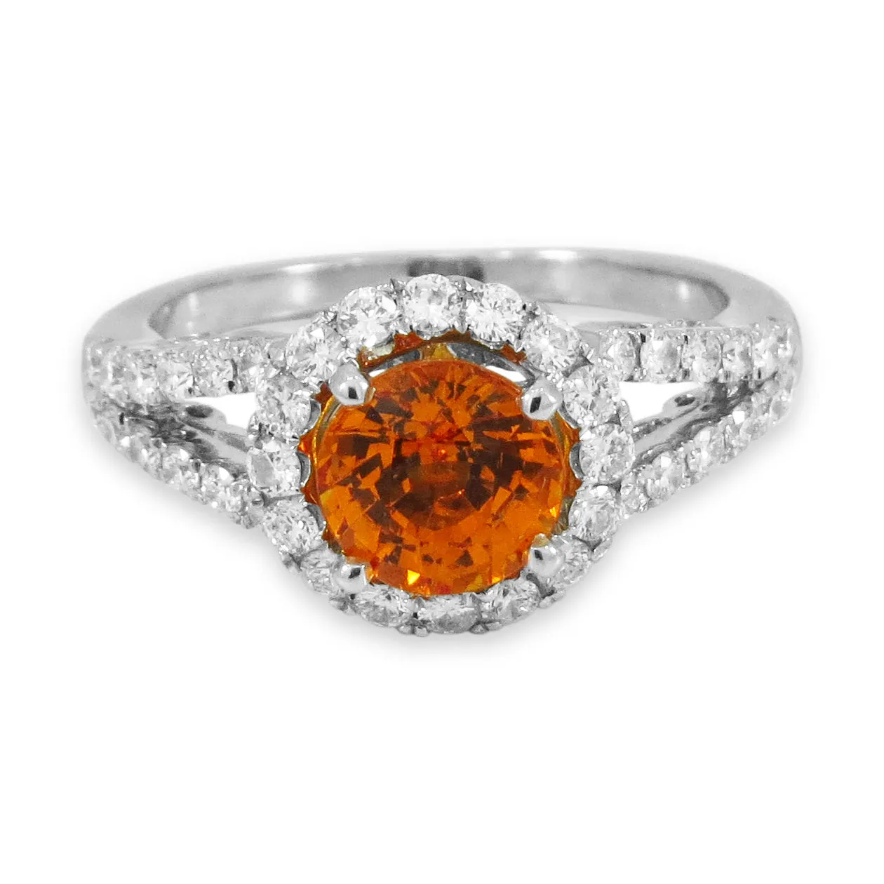 Orange Garnet Diamond Ring