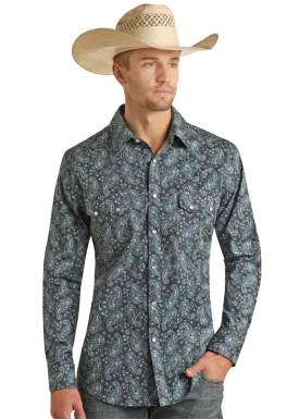 Panhandle Slim® Men's Rock N Roll Paisley Print Long Sleeve Snap Front Western Shirt