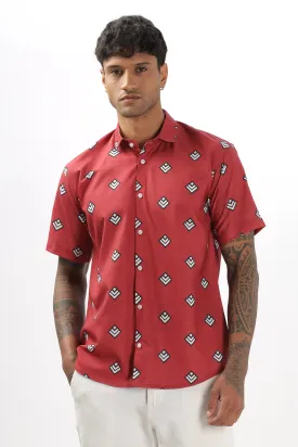 Red abstract printed shirt