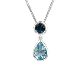 Silver Blue Topaz Pendant & Chain