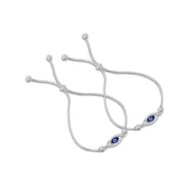 Silver Center Blue Evil Eye Bracelet for Boys