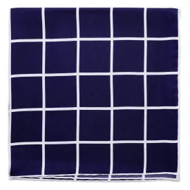 Sovereign Grade Prince of Wales Pocket Square, Navy/White