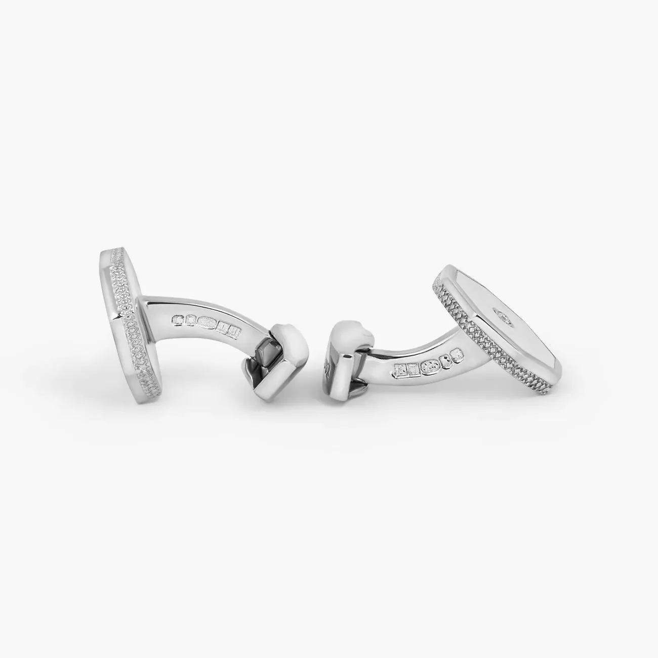 Tateossian Classic London Eye Cufflinks With White Mother of Pearl And White Diamonds