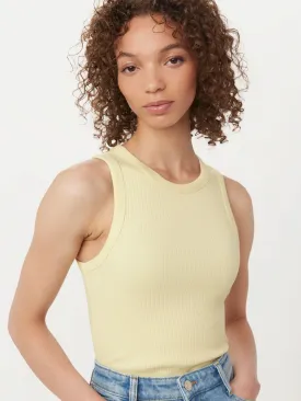 The Ribbed Racer Tank Top in Pastel Yellow