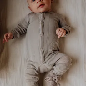 Tothemoon ☾ - Sleep suit - 2 in 1 Foot - Wool & silk - Needle pattern - Dove