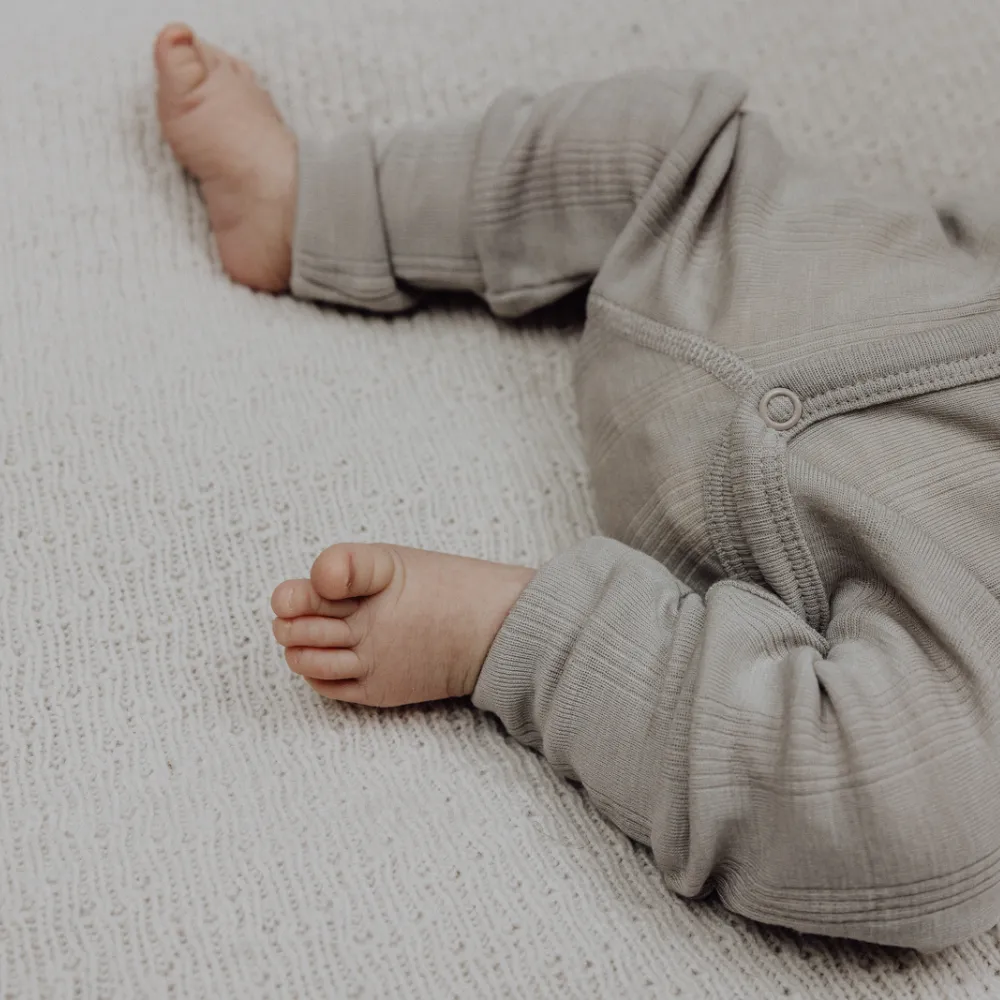 Tothemoon ☾ - Sleep suit - 2 in 1 Foot - Wool & silk - Needle pattern - Dove