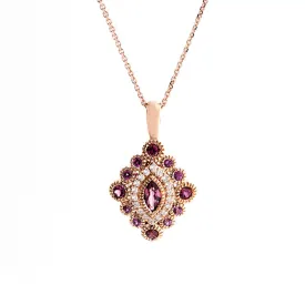 Tremezzo Collection Vintage Rhodolite Garnet and Diamond Pendant