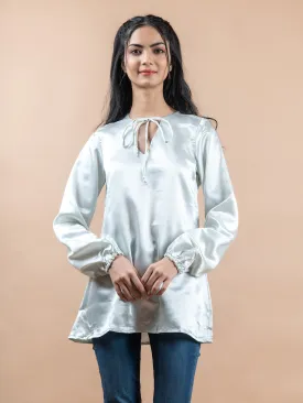 White Satin Full Sleeves Top