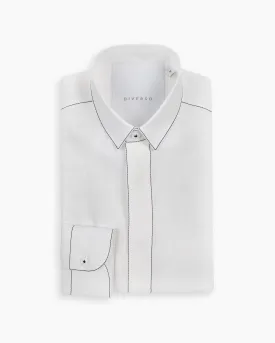 White Silk-Stitch Linen Shirt